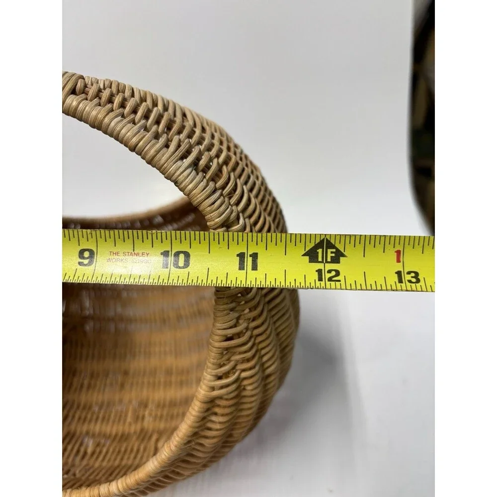 Vintage Wicker Rattan Swan Goose Basket Handwoven Bird Cottage Boho Decor
